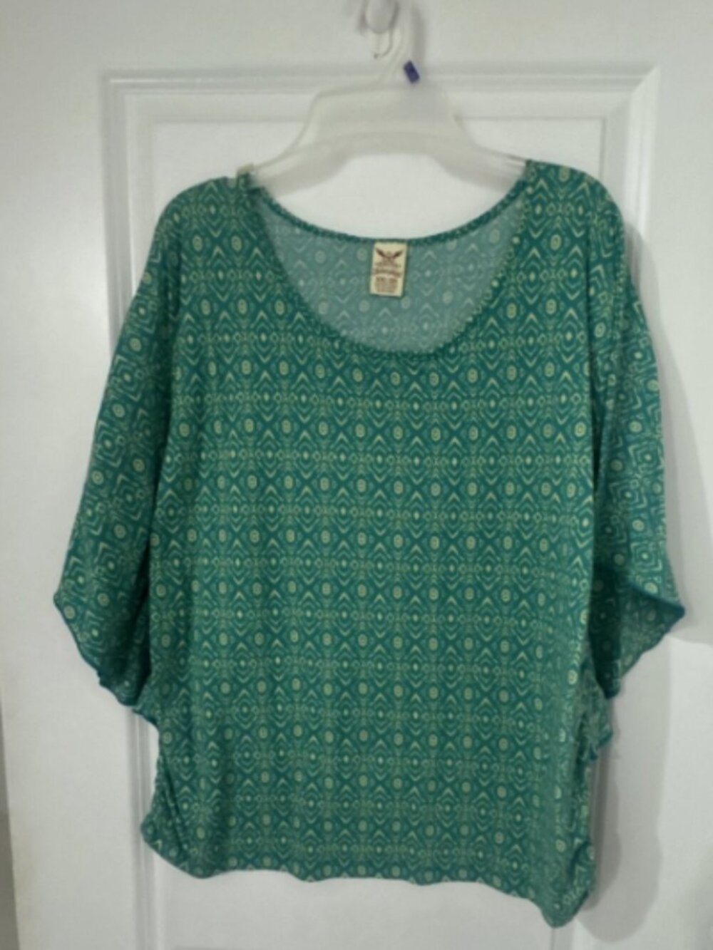 Faded Glory Teal Patterned Short Sleeve Top